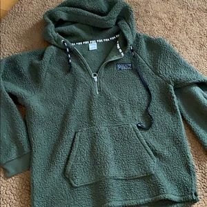 Army green hooded Sherpa